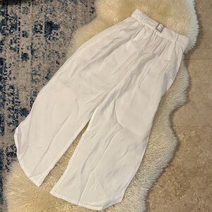Girls White Wide-Leg Pants